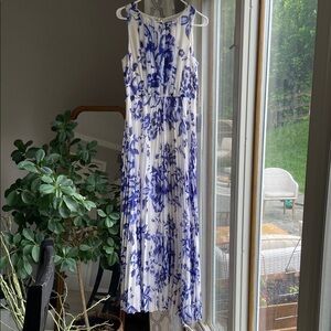 Floral Blue and White Maxi Dress